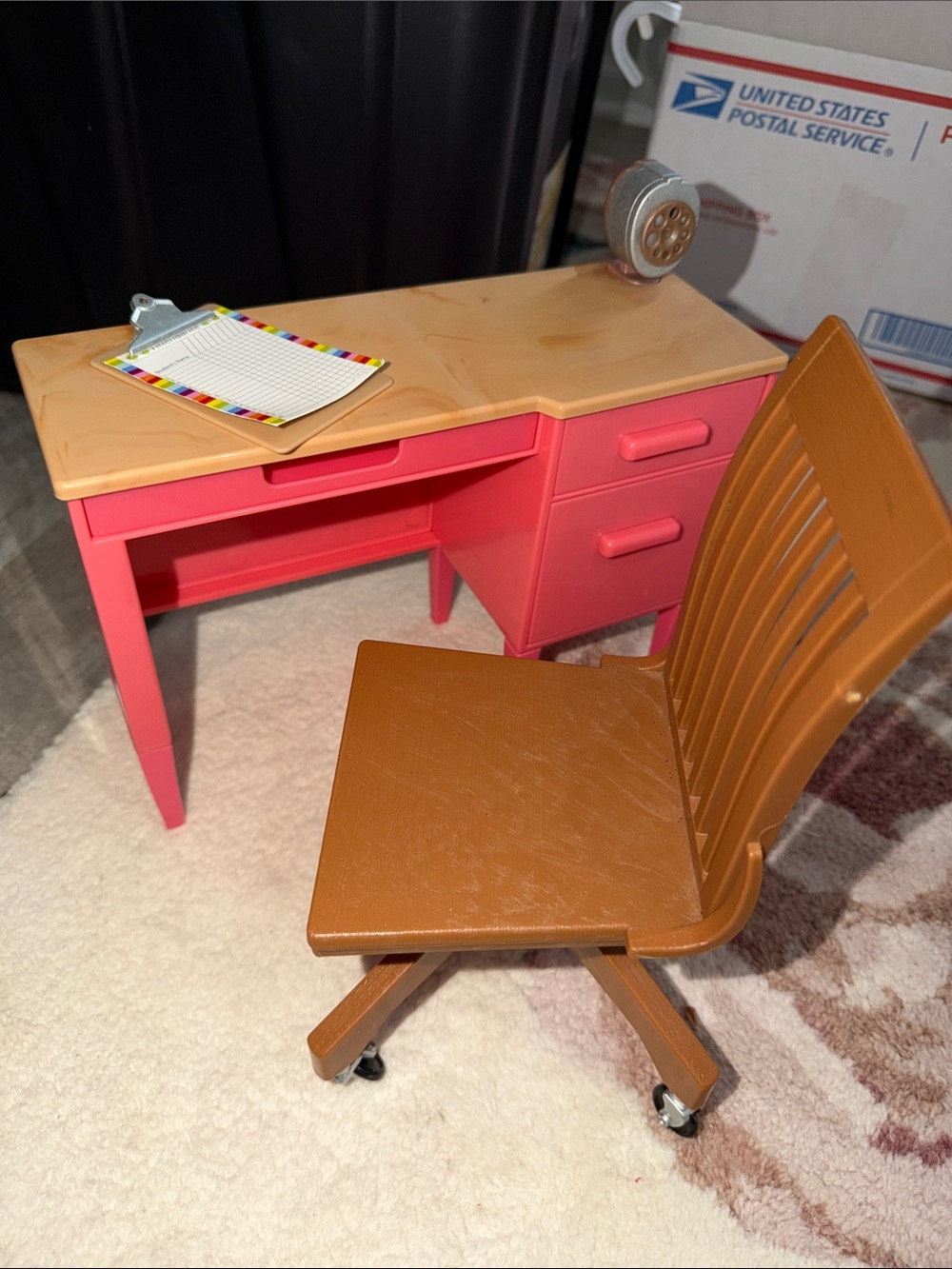 Our Generation Desk & Brown Rolling Chair Toy Set